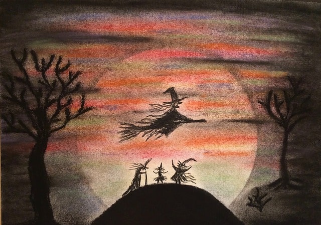 Walpurgisnacht - Hexe auf Besen
